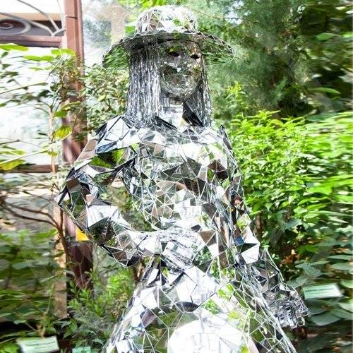 Mirror Lady in the garden half sized
