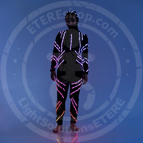 Making photoshoots of SMART LED light up Aerialists suit full height light on