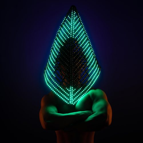 Light up cage mask in a fronm of Pyromide