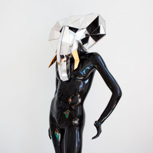 Elephant Halloween Animal Mirror Mask from different side of view - half a turn far