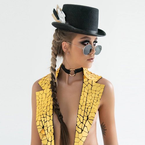 Gold-mirror-dance-collar-accessory