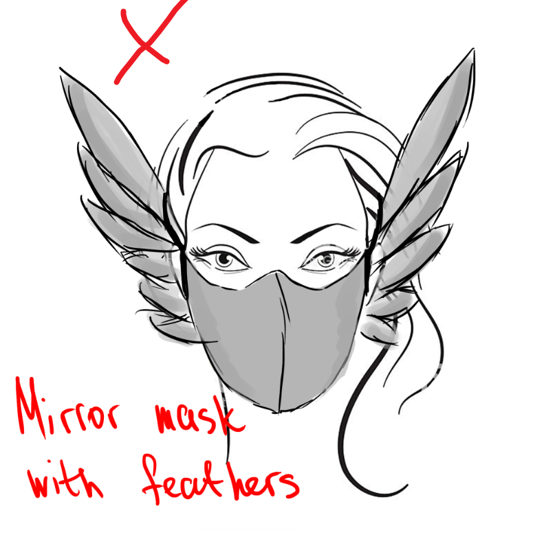 face mask with feathers