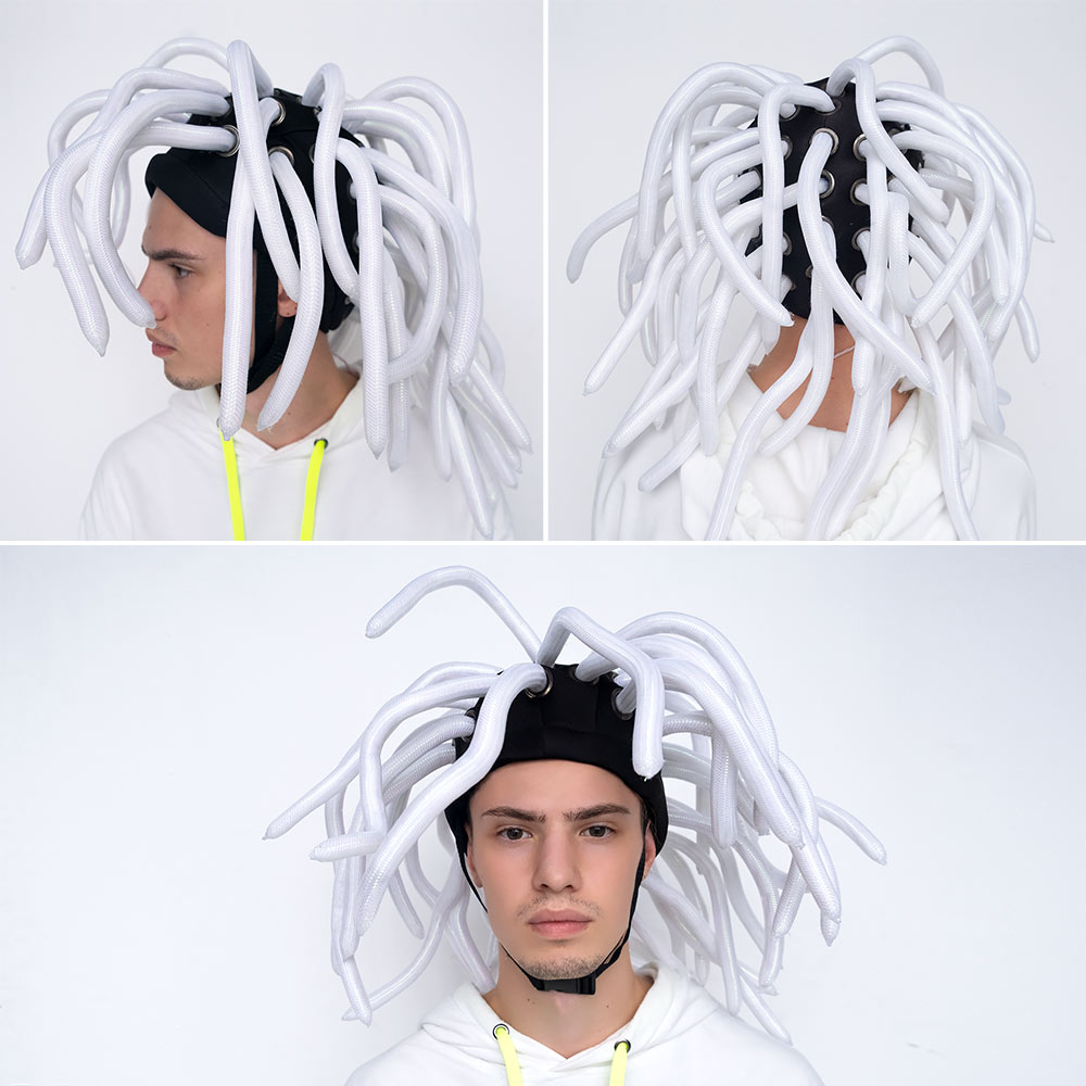 LED light up pixel hat with dreadlocks