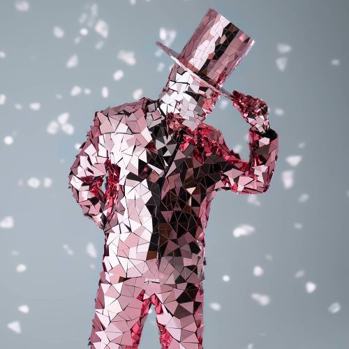 pink-mirror-man-with-disco-ball-effect