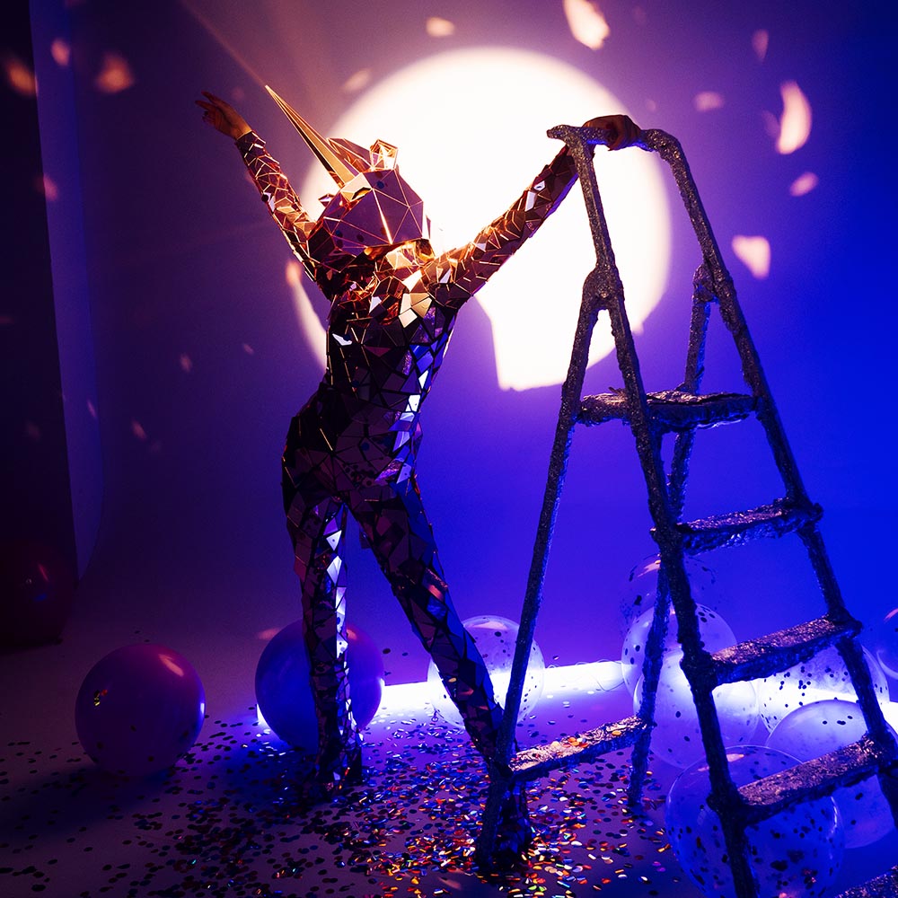 women’s Mardi Gras costume is the pink unicorn costume