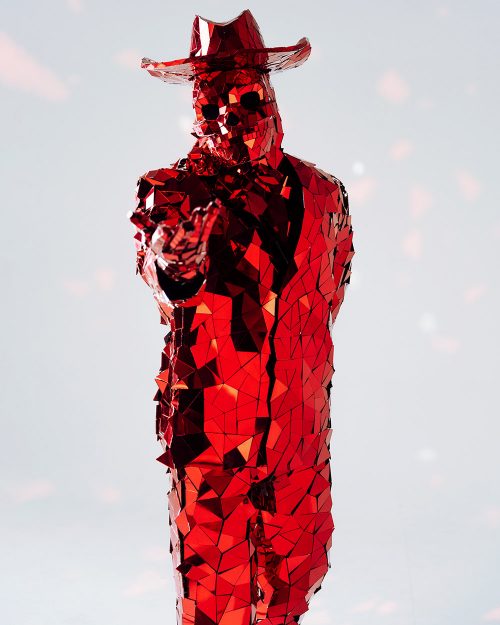 red-broken-mirror-man-suit-cowboy-for-event-agencies