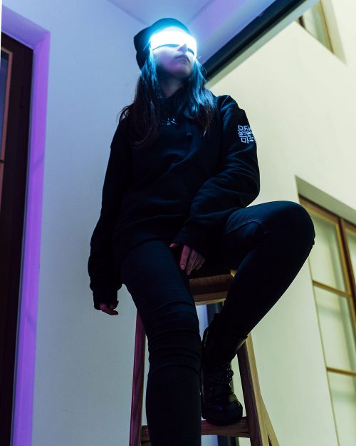 glowing glasses in the dark