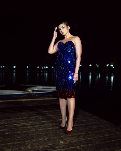 red blue dress