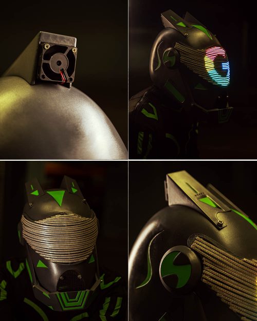 helmet with LEDs for dancers