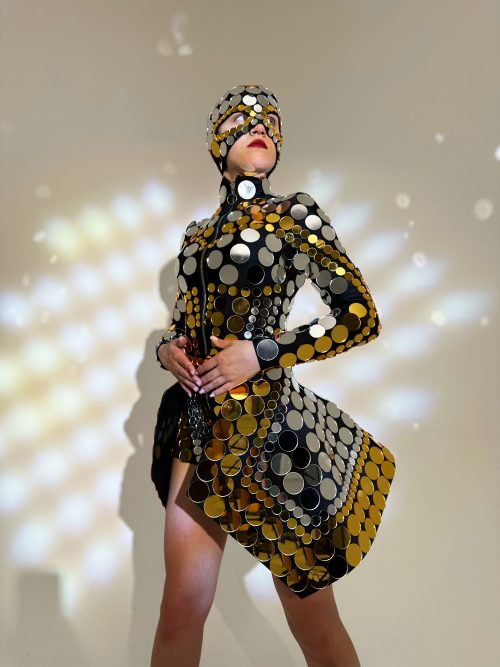 unusual mirrored costumes for the stage