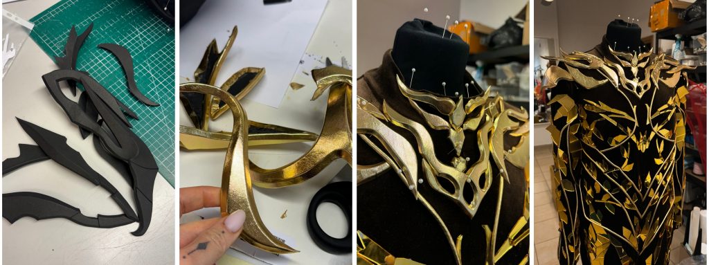 Gold Shoulder Pads for A Cosplay Ent Costume