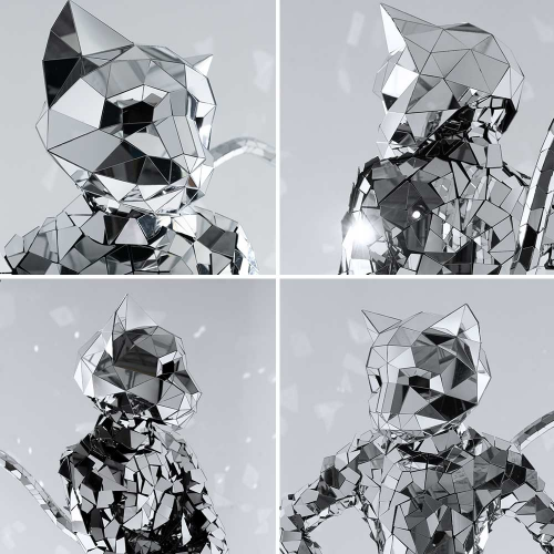 3D Silver Mirror Cat Helmet Disco Ball Mask