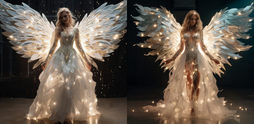 AI-generated Designs of LED Angel Dress with Wings