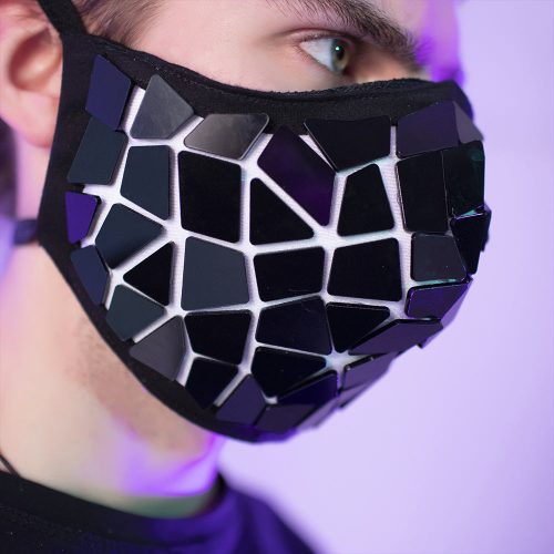 Face Mask with Black Mirror Tiles