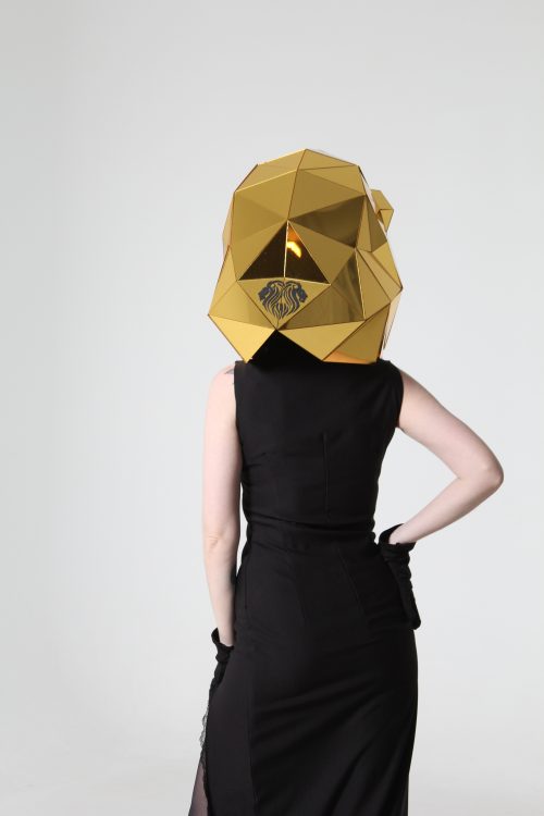 3D Gold Lion Helmet back view