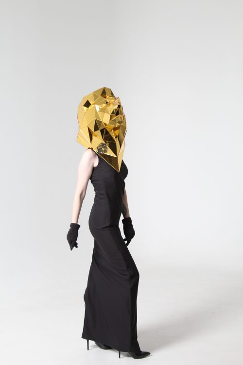3D Gold Low-poly Lion Helmet ETERESHOP