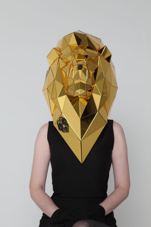 3D Gold Mirror Lion Mask