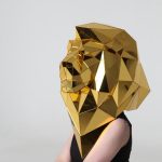 3D Gold Mirror Lion Mask Gold Low-poly Lion Helmet ETERESHOP