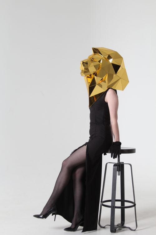 3D Gold Mirror Lion Mask Helmet ETERESHOP