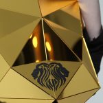 3D Gold Mirror Lion Mask sticker etails