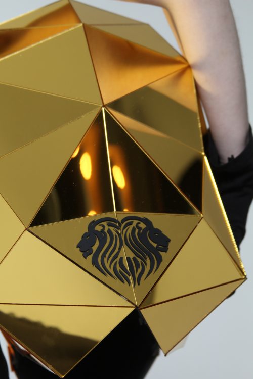 3D Gold Mirror Lion Mask sticker etails