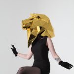3D Gold Mirror Lion Mask side view