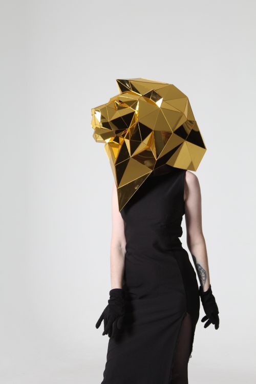 Gold Low-poly Lion Helmet ETERESHOP