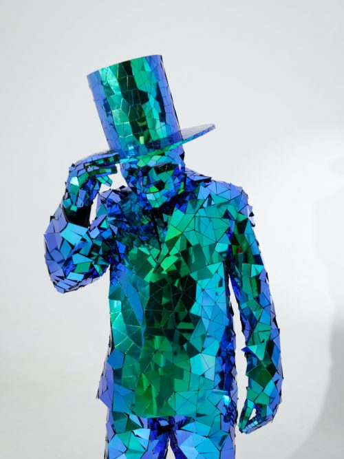 Scarab Green Mirror Man Costume Living Statue ETERESHOP Design Scarab Green Mirror Man Costume Living Statue ETERESHOP Design