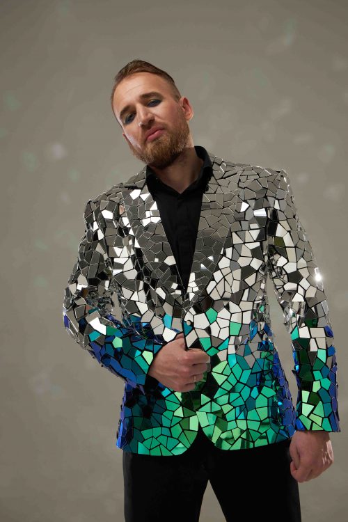 Mirror Jacket for Stage Two-Tone Sequin Jacket for Men Mirror Jacket for Stage Two-Tone Sequin Jacket for Men