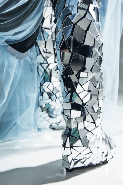 Silver Mirror Boots details